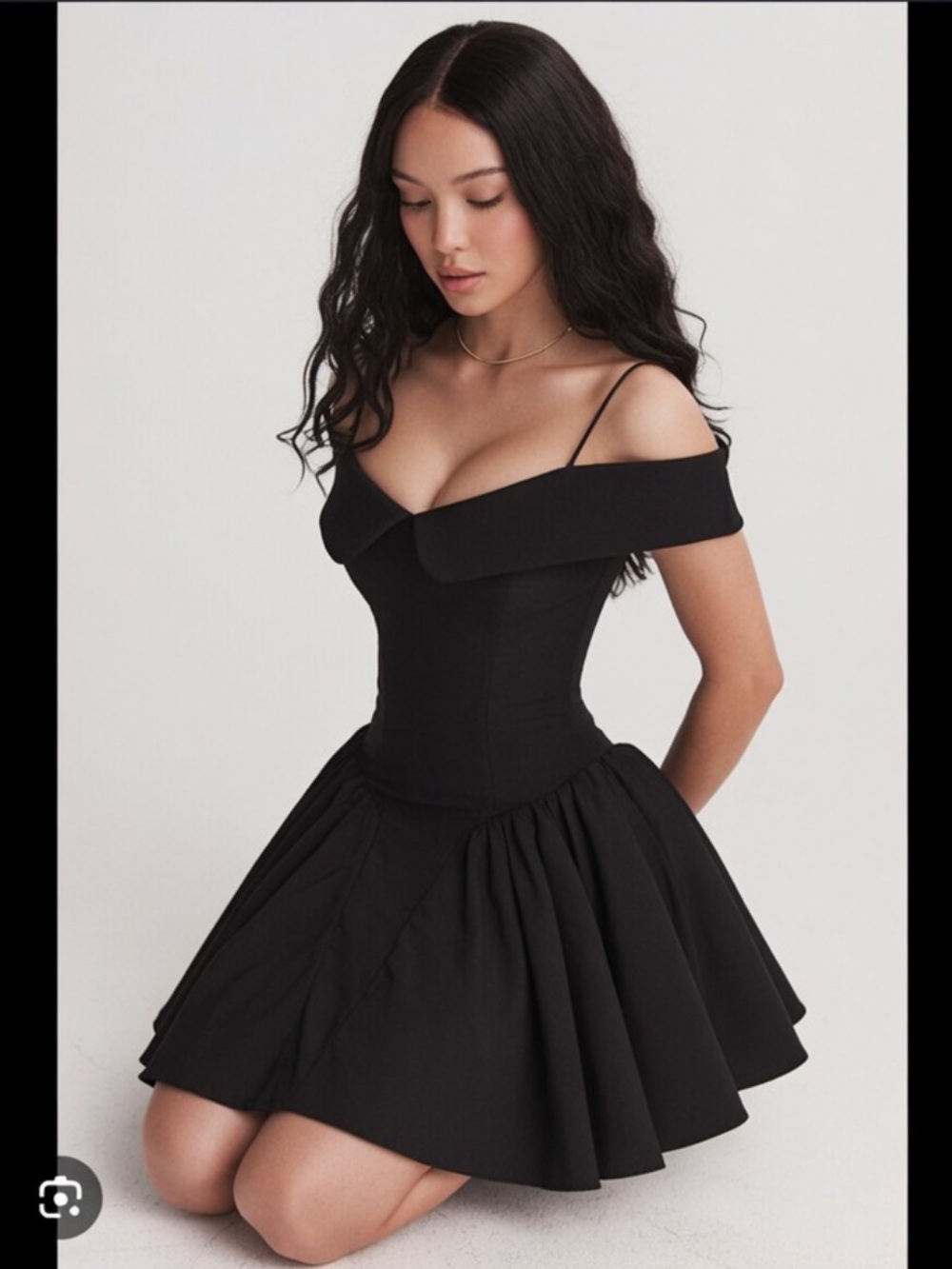 HOUSE OF CB 'Elida' Black Off Shoulder Mini Dress /Size XS-US 2-4 $269